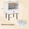 2er Set Nachttisch Nachttisch mit Schublade & offenem Ablagefach moderner Sofatisch mit Metallbeinen Weiß