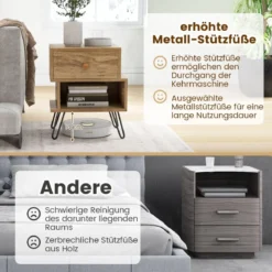 2er Set Nachttisch Set aus 2 Beistelltischen Holz multifunktionaler Natur