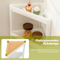 2er Set Nischenregal Schmal 3 Ebenen Standregal 33 x 33 x 70 cm Weiß