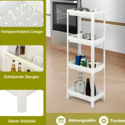 2er Set Nischenregal Schmal 4-Tier Slim Storage Cart Küchen-Organizer 36 x 23 x 99,5 cm Weiß