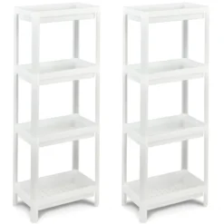 2er Set Nischenregal Schmal 4-Tier Slim Storage Cart Küchen-Organizer 36 x 23 x 99,5 cm Weiß
