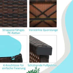 2er set outdoor fußstütze mit kissen Rattan Ottomanen Terrassenhocker 49 x 40 x 33 cm Türkis