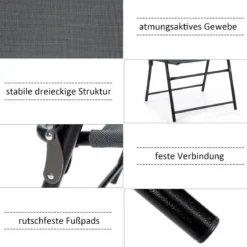 4er Set Outdoor-Klappstühlen mit Atmungsaktivem Stoff & Rutschfesten Fußpolstern Terrassenstuhl