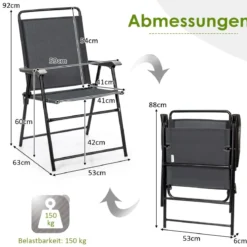 4er Set Outdoor-Klappstühlen mit Atmungsaktivem Stoff & Rutschfesten Fußpolstern Terrassenstuhl