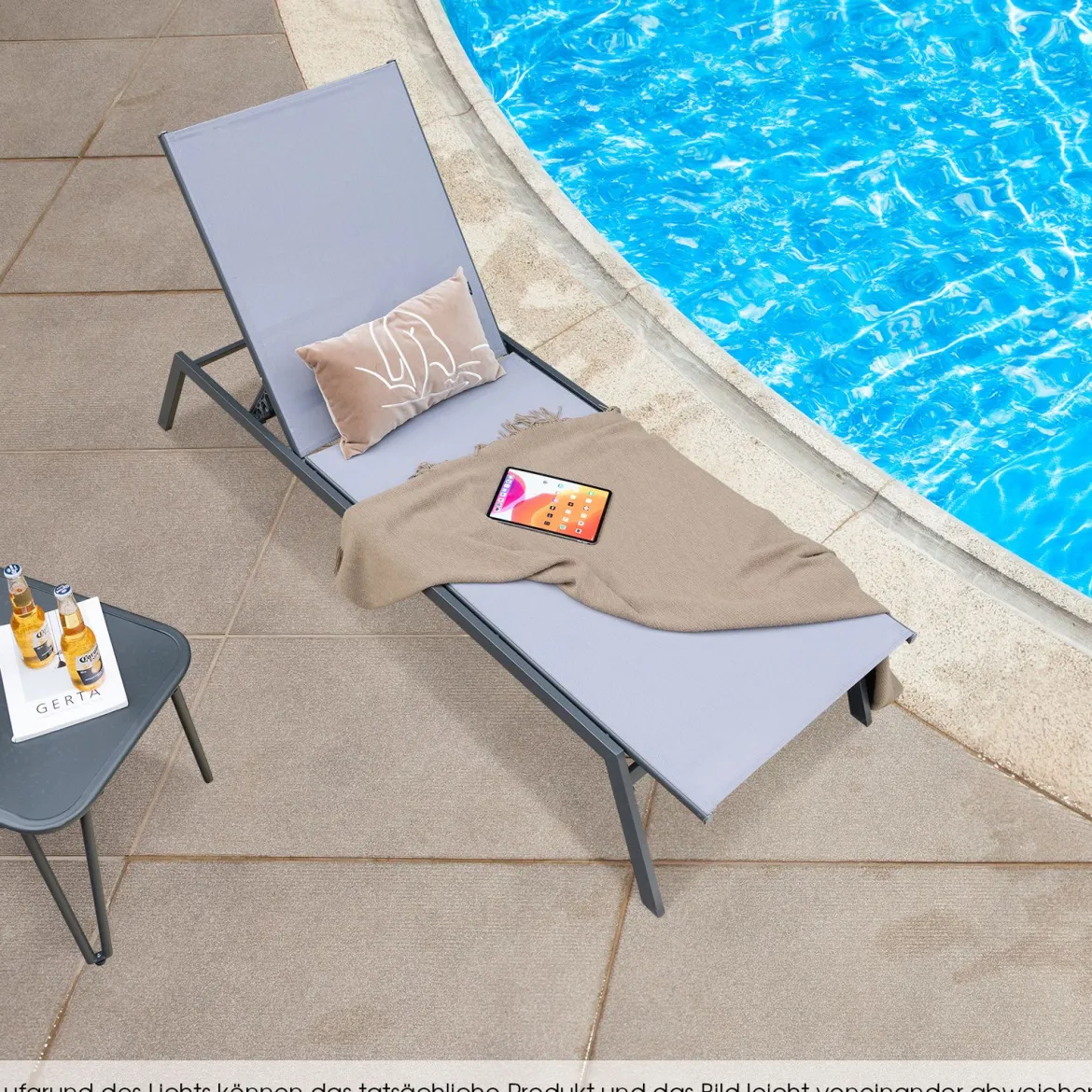 2er Set Outdoor Verstellbare Liegestühle mit Flacher Liegeposition & Schnelltrocknendem Stoff