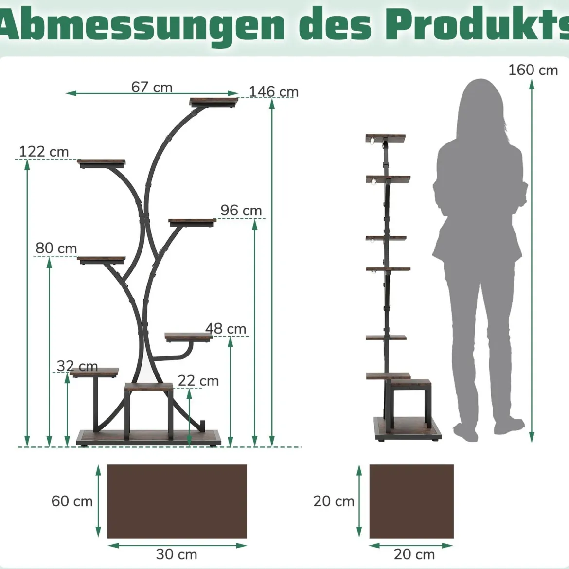 2er Set Pflanzenständer mit Wachstumslichtern 8-Stöckiges Pflanzenregal Blumenständer
