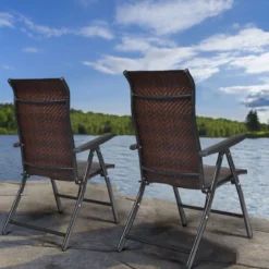 4er Set Polyrattan Gartenstühle mit 5-Fach Verstellbarer Rückenlehne Klappstühle Balkonstühle