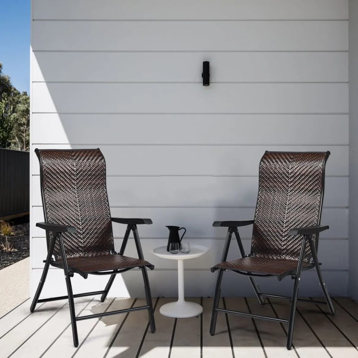 4er Set Polyrattan Gartenstühle mit 5-Fach Verstellbarer Rückenlehne Klappstühle Balkonstühle
