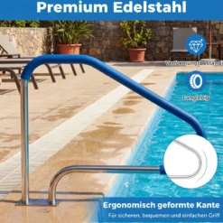 2er Set Pool Handlauf mit Griffabdeckung 304 Edelstahl Einstiegshilfe 250 kg Tragfähigkeit Schwimmbad Haltegriff
