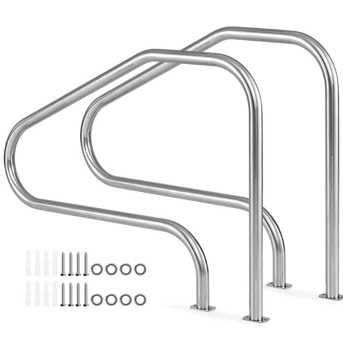 2er Set Pool-Handlauf 130 x 94 cm Pool Haltegriff aus Edelstahl Sicherheitsgriff für Schwimmbad bis 180 kg Belastbar
