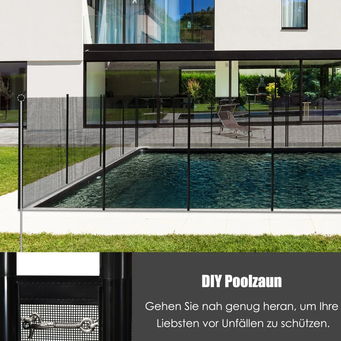 2er Set Poolzaun Kinderschutzzaun Schutzzaun Poolschutzaun Teichzaun 366 x 122 cm