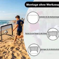 2er Set Pop Up Fußballtore für Kinder mit Fiberglasstangen & Metallverbindern 120 x 90 x 92 cm