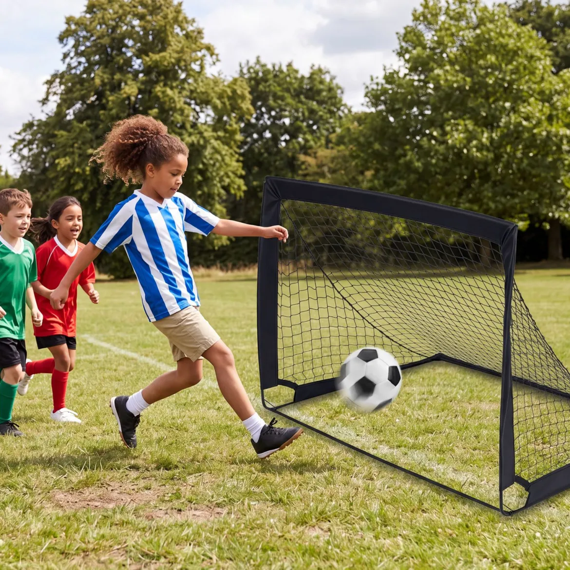 2er Set Pop Up Fußballtore für Kinder mit Fiberglasstangen & Metallverbindern 120 x 90 x 92 cm