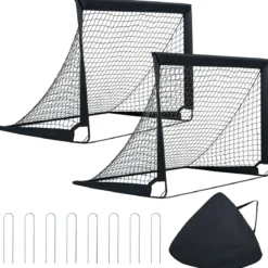 2er Set Pop Up Fußballtore für Kinder mit Fiberglasstangen & Metallverbindern 120 x 90 x 92 cm