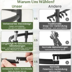 2er Set Rankhilfe Obelisk 176 cm Rankobelisk aus beschichtetes Metall Schwarz
