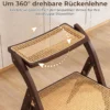 2er Set Rattan Klappstühle mit Bambusrahmen Küchenstühle im Boho-Stil 150 kg Tragkraft Walnuss