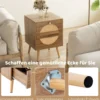 2er Set Rattan Nachttischmit 2 Schubladen & Massivholz Beinen Beistelltisch Sofatisch