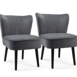 2er Set Relaxsessel mit hoher Rückenlehne & breitem gepolstertem Sitz Armlehnestuhl modern Grau