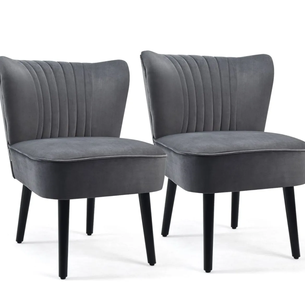 2er Set Relaxsessel mit hoher Rückenlehne & breitem gepolstertem Sitz Armlehnestuhl modern Grau