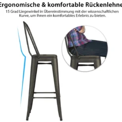 4er Set Restaurantstühle mit Abnehmbarer Rückenlehne & Fußpolstern Metallstühle Rotguss