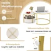 2er-Set runder Couchtisch runde Cocktailtische mit Stoff-Aufbewahrungskorb & Metallrahmen verschachtelbarer Beistelltisch Weiß