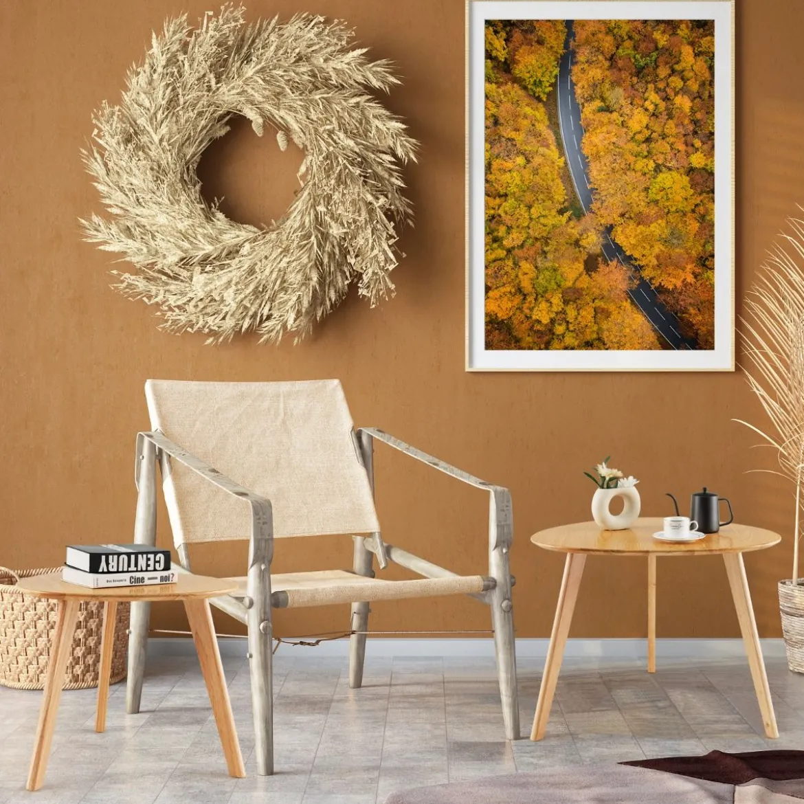 2er Set Satztisch Holz Couchtisch dreieckig Beistelltisch Kaffeetisch Wohnzimmertisch Natur