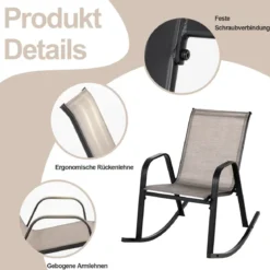 2er Set Schaukelstühle mit Atmungsaktivem Stoffsitz Ergonomische Terrassenstühle