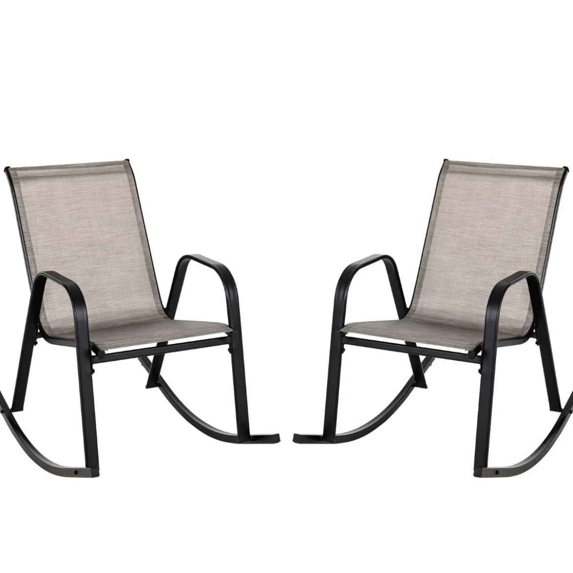 2er Set Schaukelstühle mit Atmungsaktivem Stoffsitz Ergonomische Terrassenstühle