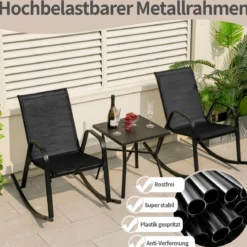 2er Set Schaukelstühle mit Atmungsaktivem Stoffsitz Ergonomische Terrassenstühle