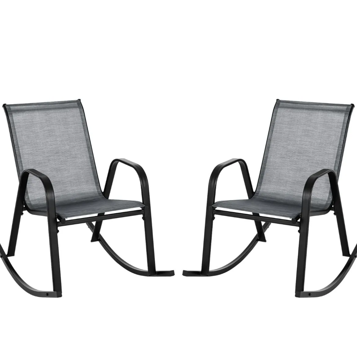 2er Set Schaukelstühle mit Atmungsaktivem Stoffsitz Ergonomische Terrassenstühle