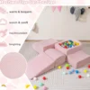 5er Set Schaumstoff Bausteine mit Ballgrube (Bälle nicht enthalten) & Cordstoff-Bezügen Kletterblöcke Spielbausteine Rosa