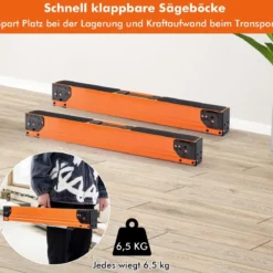2er-Set Sägeböcke Klappbar Tragbare Arbeitsböcke bis 500 kg belastbar