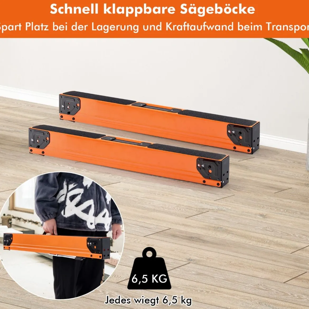2er-Set Sägeböcke Klappbar Tragbare Arbeitsböcke bis 500 kg belastbar