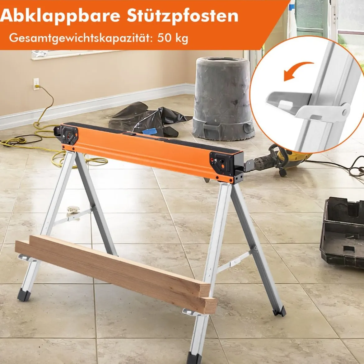 2er-Set Sägeböcke Klappbar Tragbare Arbeitsböcke bis 500 kg belastbar