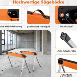2er-Set Sägeböcke Klappbar Tragbare Arbeitsböcke bis 500 kg belastbar
