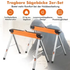2er-Set Sägeböcke Klappbar Tragbare Arbeitsböcke bis 500 kg belastbar