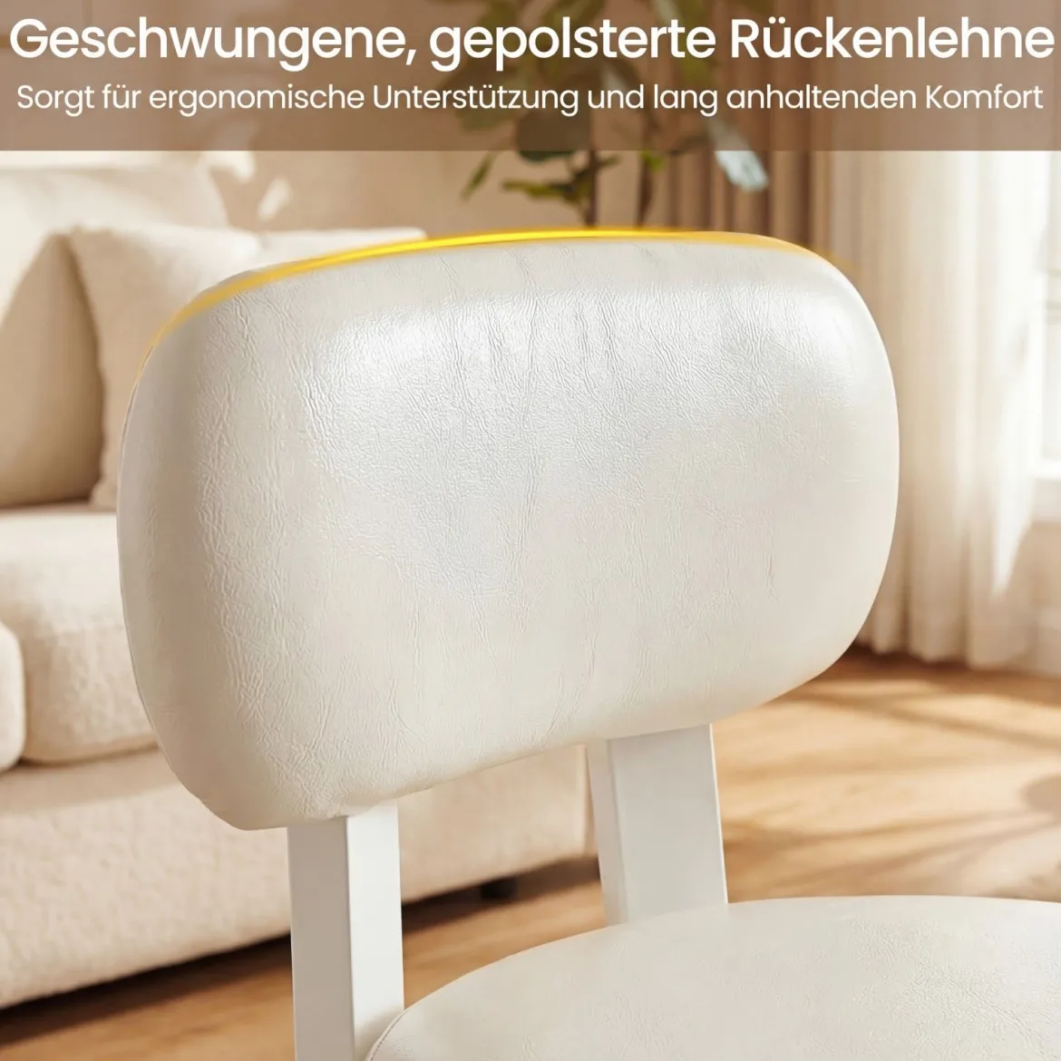 2er Set Sitzhocker mit Rückenlehne & Kunstlederbezug Gepolsterter Hocker bis 150 kg Tragkraft Weiß