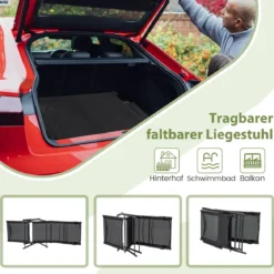2er Set Sonnenliege klappbar Gartenliege mit verstellbarer Rückenlehne Grau/Braun/Schwarz