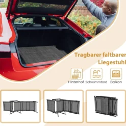 2er Set Sonnenliege klappbar Gartenliege mit verstellbarer Rückenlehne Grau/Braun/Schwarz