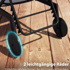 2er Set Sonnenliege mit Rollen Gartenliege mit Verstellbarer Rückenlehne und Schnelltrocknendem Stoff Grau