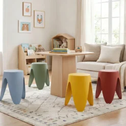 8er Set stapelbare Hocker 46 cm hohe verschachtelbare Kunststoffhocker tragbare Rückenfreie Stühle Bunt