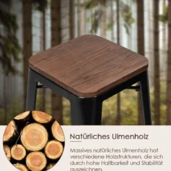 4er Set Stapelbarer Barhocker mit Fußstütze Vintage Barstuhl bis 150kg Belastbar Tresenhocker