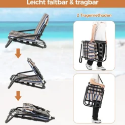 2er Set Strandstühle mit Kissen Klappbare Campingstühle Schnelltrocknende Baumwolle