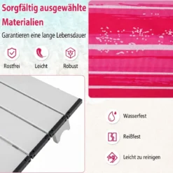 2er Set Strandstühle mit Tisch Klappbare Campingstühle mit Verstellbarer Rückenlehne