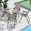 2er Set Terrassen-Barhocker mit Metallrahmen & Fußstütze Klappbarer Barstuhl Kaffee