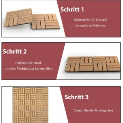 10er Set Terrassenfliesen Holz Bodenfliesen Akazienholz 30,5 x 30,5 x 2,5 cm Braun