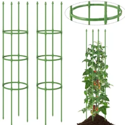 2er Set Tomaten Rankhilfe mit Verstellbarer Höhe & 6 Ringe Tomatenkäfig Pflanzenkäfig