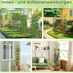 2er Set Tomaten Rankhilfe mit Verstellbarer Höhe & 6 Ringe Tomatenkäfig Pflanzenkäfig