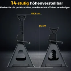 2er Set 6 Tonnen Tragkraft Wagenheber Ständer mit verstellbarer Höhe von 36 - 58,5 cm