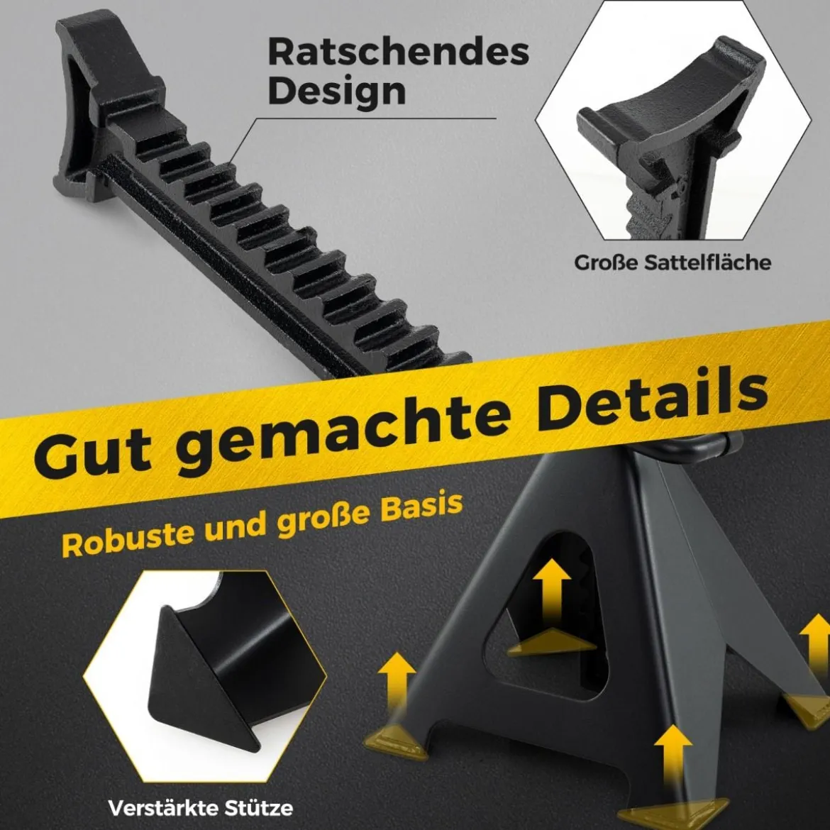 2er Set 6 Tonnen Tragkraft Wagenheber Ständer mit verstellbarer Höhe von 36 - 58,5 cm